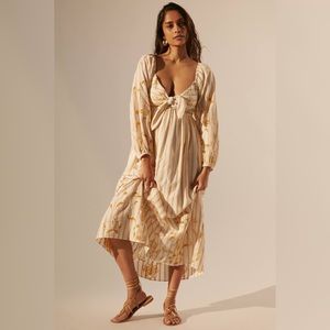 Anthropologie Embroidered Sweetheart Maxi Dress